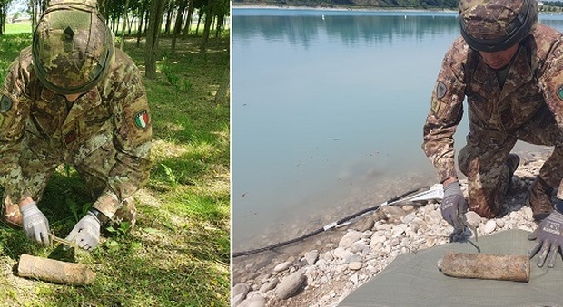 Rinvenute due granate della Grande Guerra nel trevigiano: una vicina al lago Mosole, l'altra nei pressi di una casa