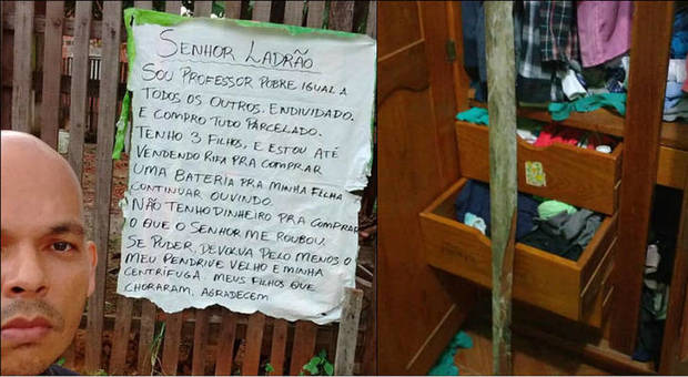 Brasile, uomo derubato scrive un messaggio al ladro «Sono un professore povero, restituiscimi ciò che mi hai sottratto»