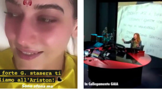 Sanremo 2021, Gaia appare in video senza voce: «Mi sto curando, sono ottimista»