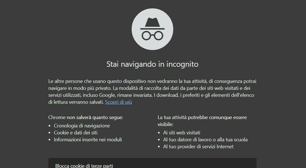 La modalità in incognito su Chroome «non è veramente privata», Google costretta a cancellare la cronologia di milioni di utenti