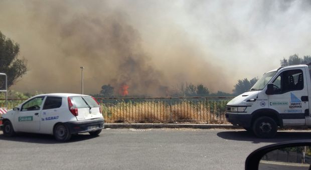 Roma, incendio a Casal de' Pazzi: fiamme a 50 metri dalle case