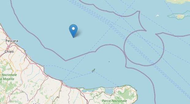 Scossa di terremoto in pieno mar Adriatico: magnitudo 2.4