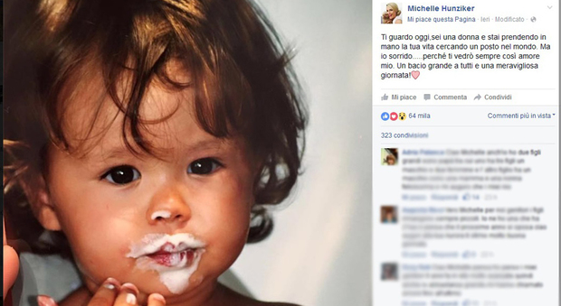 Il post su Facebook di Michelle Hunziker per la figlia Aurora Ramazzotti