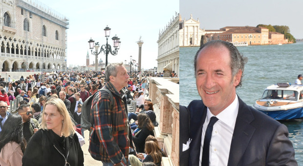 Il presidente del Veneto Luca Zaia e Venezia presa d'assalto dal turismo di massa
