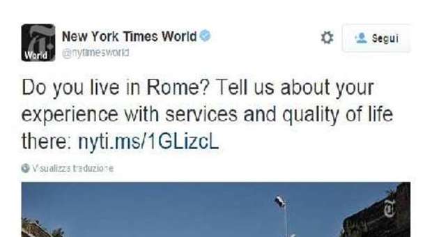 Roma, il New York Times raddoppia: Vivi a Roma? segnalaci il degrado