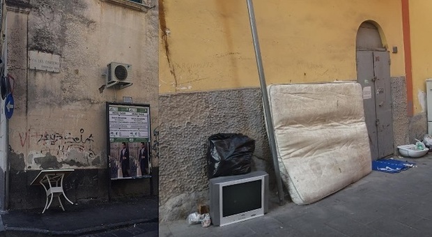 Emergenza rifiuti a Torre del Greco: sedie, tavoli e materassi abbandonati