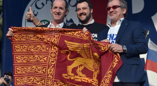Luca Zaia, Matteo Salvini e Roberto Maroni