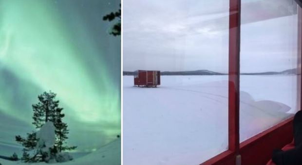 Dormire sotto l'aurora boreale: la camera è una slitta trasparente