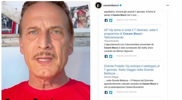 Cesare Bocci, Mediaset rimanda il suo programma per il GF Vip: «A voi l'ardua sentenza» IL POST