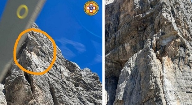 Crolla il pilastro della Moiazza sulle Dolomiti agordine