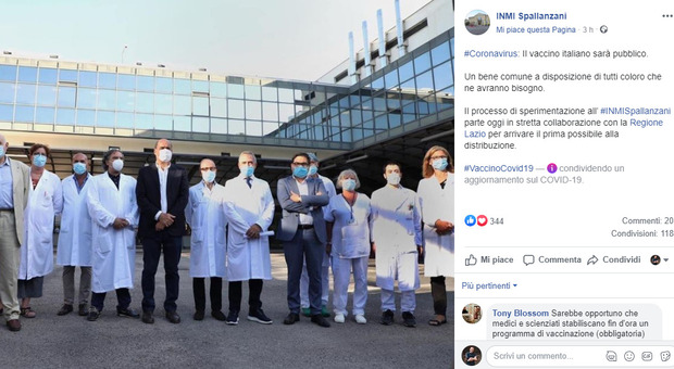 Vaccino Covid, pioggia di attacchi no-vax sulla pagina Facebook dello Spallanzani. D'Amato: «Solidarietà»