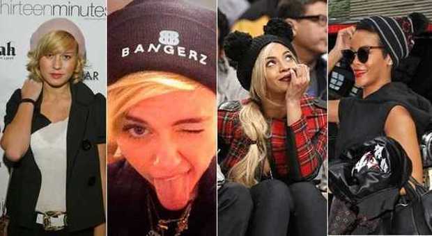 Brie Larson, Miley Cyrus, Beyoncé e Rihanna con il beanie