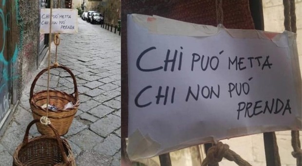 Coronavirus, a Napoli il panaro solidale : «Chi può metta, chi non può prenda»