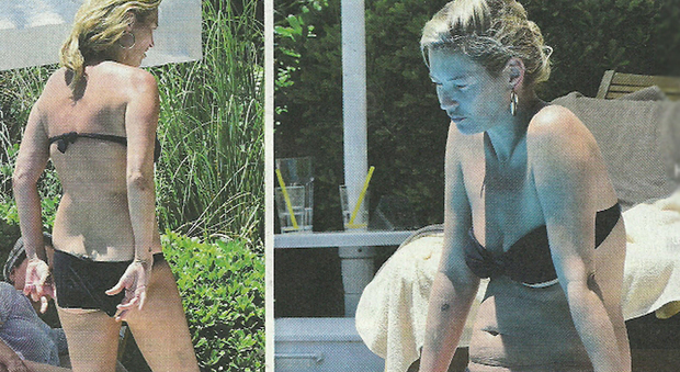 Kate Moss, pomeriggio noioso con fuori di seno in piscina