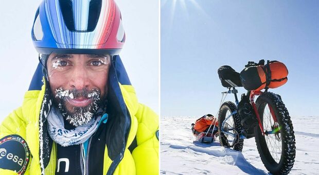 Omar Di Felice e la traversata in bici dell'Antartide: pedala per 7 ore al giorno a -20° in un deserto di ghiaccio