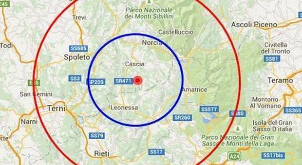 Forte terremoto alle 19.04 vicino Amatrice. "Paura anche a Rieti e Norcia"