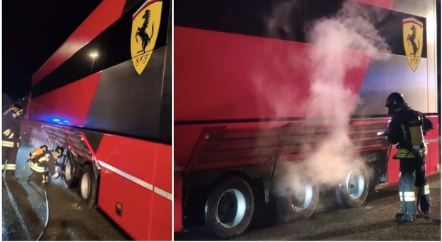 Ferrari, a fuoco il tir diretto a Monza: intervengono i pompieri. L'ironia del web FOTO