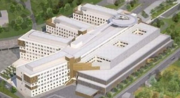 Il rendering del nuovo ospedale che la Regione Marche realizzerà a Muraglia