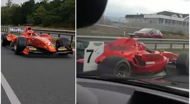 In autostrada con la Ferrari da Formula 1: seminata la polizia, la scena ripresa dagli automobilisti increduli VIDEO
