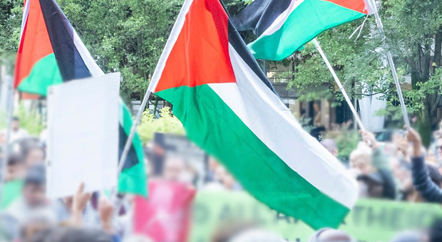 Verona. Bandiere palestinesi e slogan davanti alla Sinagoga