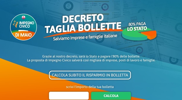 Bollette, Impegno Civico di Di Maio lancia la campagna su taglia-bollette: online sito