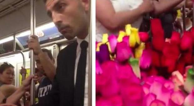 Compra 140 rose in metro e chiede siano distribuite gratis: venditrice scoppia in lacrime