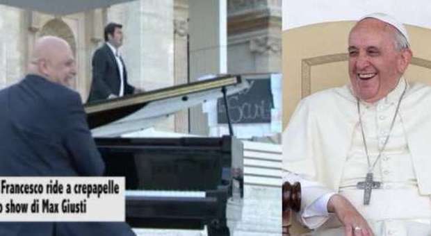 Show di Max Giusti in piazza San Pietro: Papa Francesco ride a crepapelle