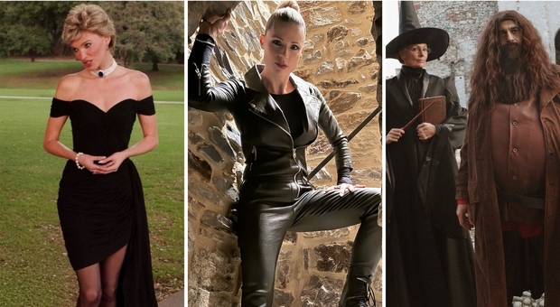 Halloween, pagelle costumi dei vip: Michelle Hunziker acchiappafantasmi (8), Clizia Incorvaia Mercoledì (7). Male Valentina Ferragni (5)