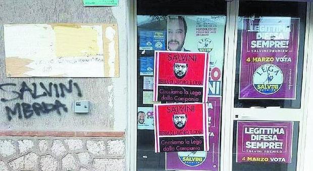 Assalto alla sede della Lega: scritte con minacce a Salvini