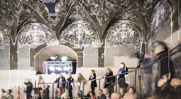 La Sala delle Asse del Castello durante la mostra multimediale su Leonardo