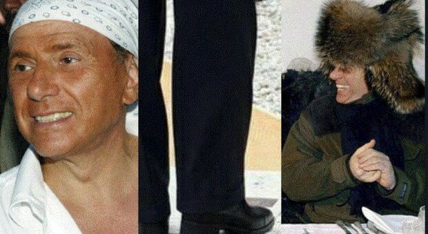 Berlusconi, i look indimenticabili: dalla bandana al tacco "rinforzato" al colbacco con Putin, le foto più celebri