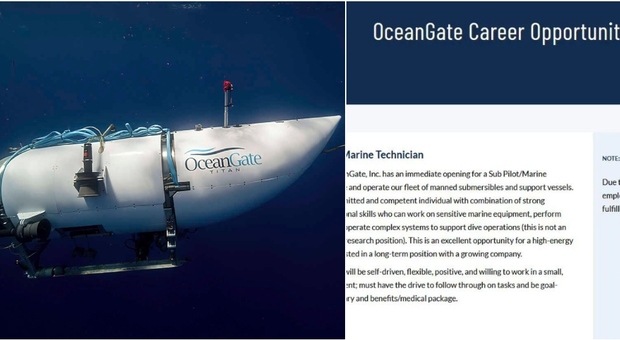 Sottomarino disperso, OceanGate pubblica annuncio di lavoro per "pilota di sommergibili" durante le ricerche