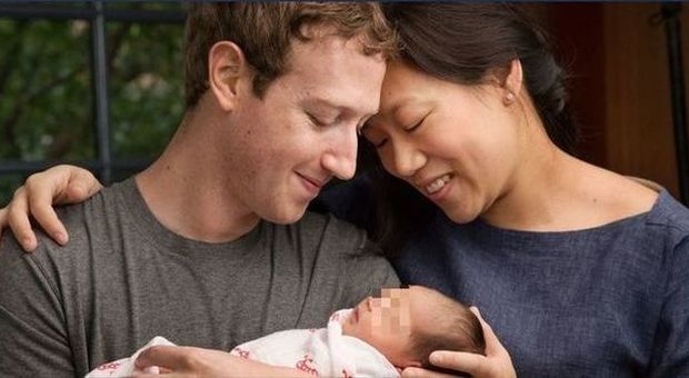 Mark Zuckerberg con la moglie e la figlia Maz