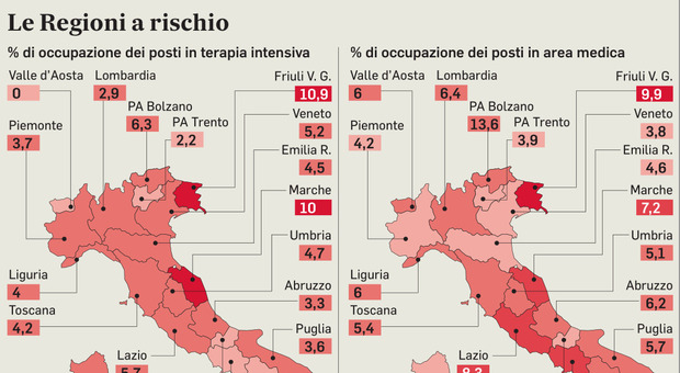 I No vax riempiono le corsie Friuli e Marche a rischio giallo