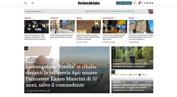 Il nuovo sito del Corriere Adriatico online domani: news su misura in una vetrina di qualità per le Marche