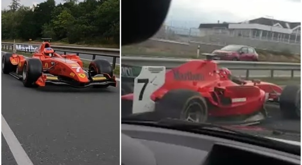 Con una Ferrari da Formula 1 in autostrada: seminata la polizia, la scena ripresa dagli automobilisti increduli