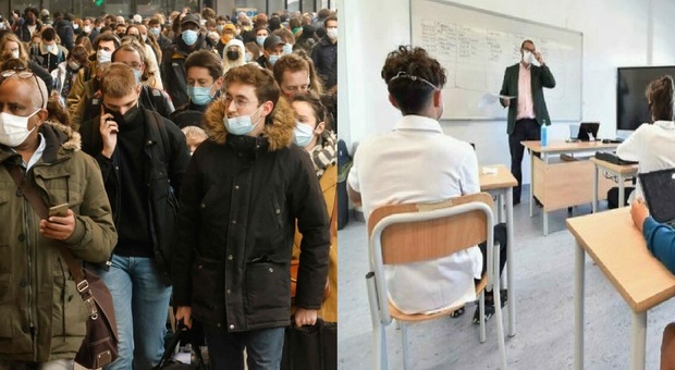 Francia, scuole aperte: «Contagi allo 0,5% a scuola». Fuga da Parigi in vista del lockdown