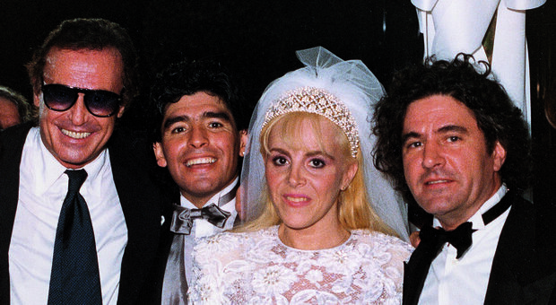 Franco Califano e Fausto Leali al matrimonio di Diego e Claudia Maradona a Buenos Aires nel 1989