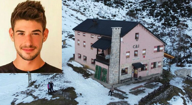 Tragedia sulle Piccole Dolomiti, il rifugio Battisti da cui sono partiti (da montagnando.it). Nel riquadro Andrea Callegaro, la vittima