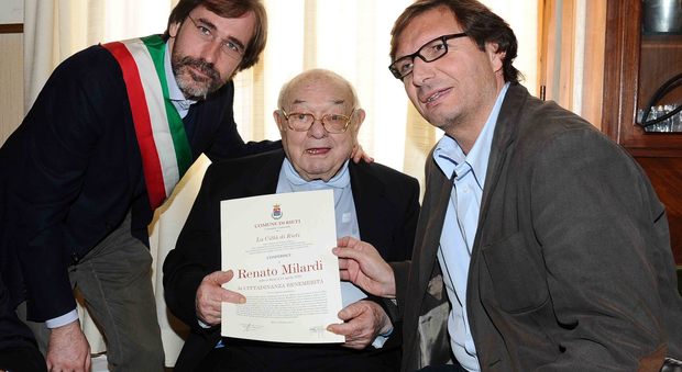 La consegna della cittadinanza benemerita di Renato Milardi da parte del Comune di Rieti