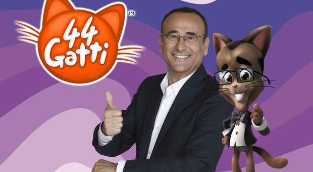 Carlo Conti diventa un cartoon: su Rai Yoyo arriva “Gattocarlo” il personaggio di 44 Gatti ispirato al presentatore