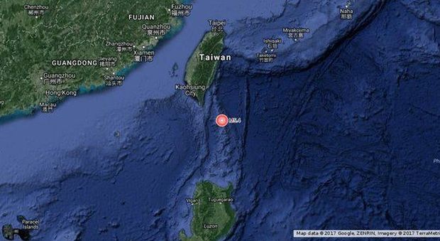Terremoti, scossa di magnitudo 5.3 al largo di Taiwan