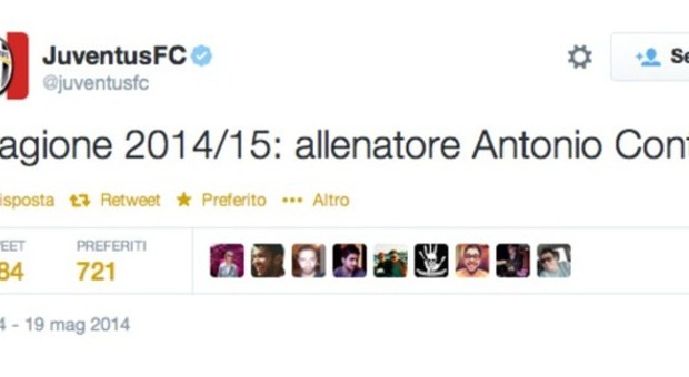 Juventus, Conte rimane sulla panchina. La conferma arriva su Twitter