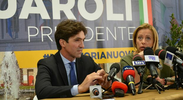 Francesco Acquaroli e Giorgia Meloni