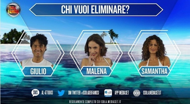 Isola. Giulio, Malena e Samantha in nomination