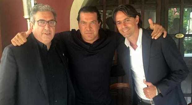 Pippo Inzaghi col presidente Joe Tacopina (al centro) e il ds Giorgio Perinetti (facebook)