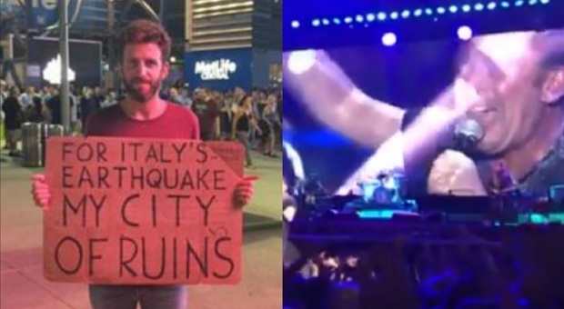 Springsteen, fan italiano nel pubblico: dedica "My city of ruins" alle popolazioni colpite dal terremoto