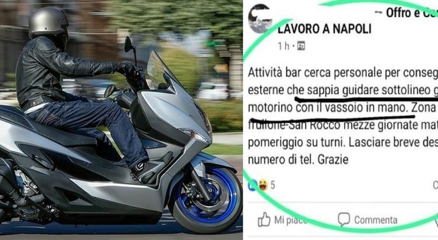 Napoli, l'annuncio di lavoro choc sui social: «Bar cerca personale che sappia guidare con il vassoio in mano»