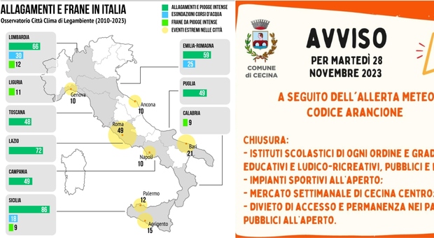 Maltempo, allerta in Toscana: l'elenco dei comuni che chiudono le scuole domani