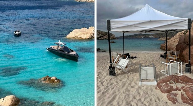 Turisti "cafoni di lusso" in Sardegna: in spiaggia con gommone e gazebo. «Ma il vento ha portato via tutto»